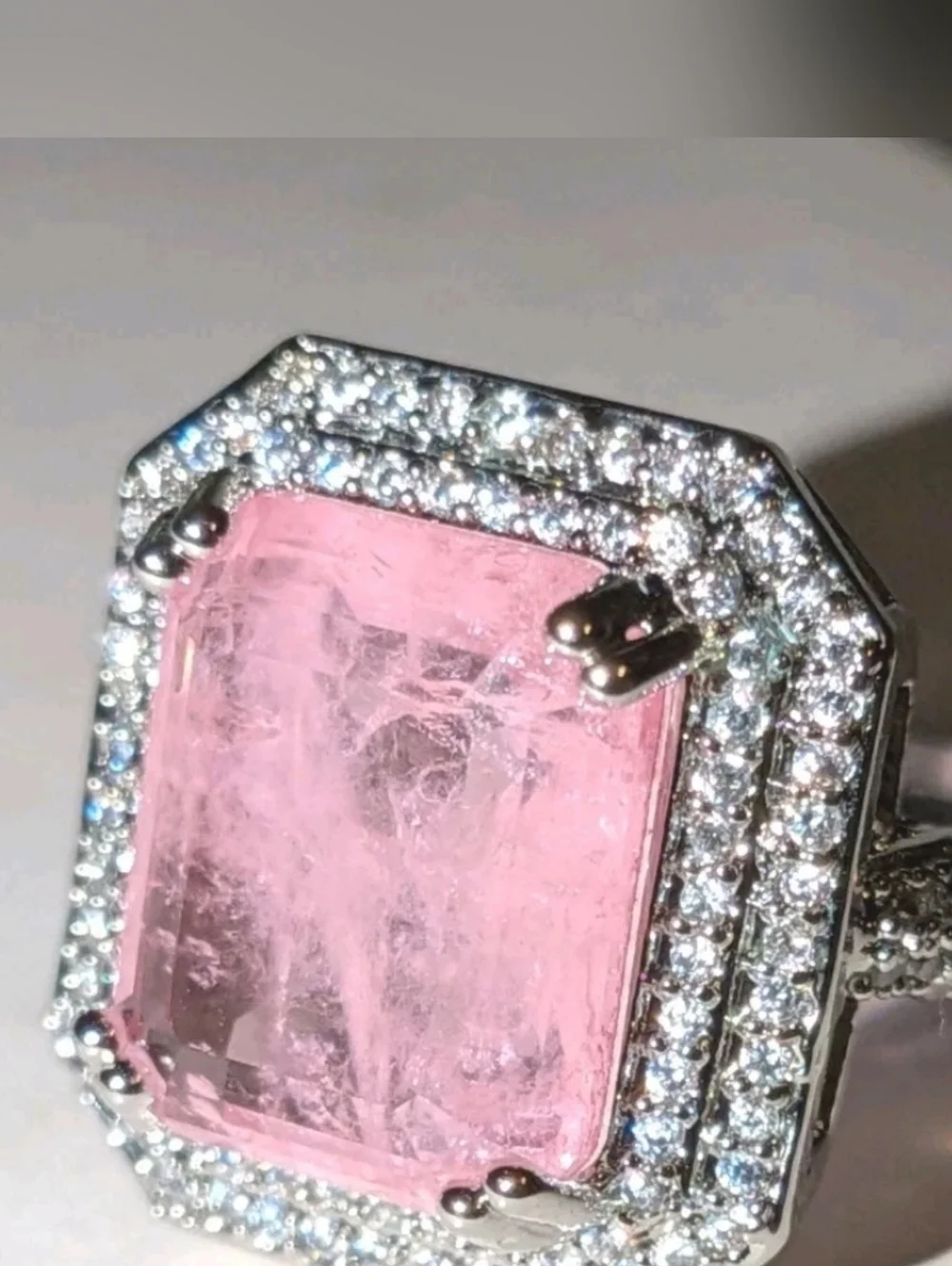 Shiny S925 6 Ct Lab- Created Kunzite Diamond Engagement Ring For Women Sz 6.5
